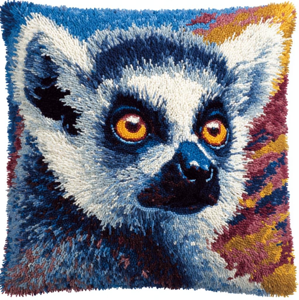 Axiangzik Lemur Latch Hook Cushion Kits For Beginners,