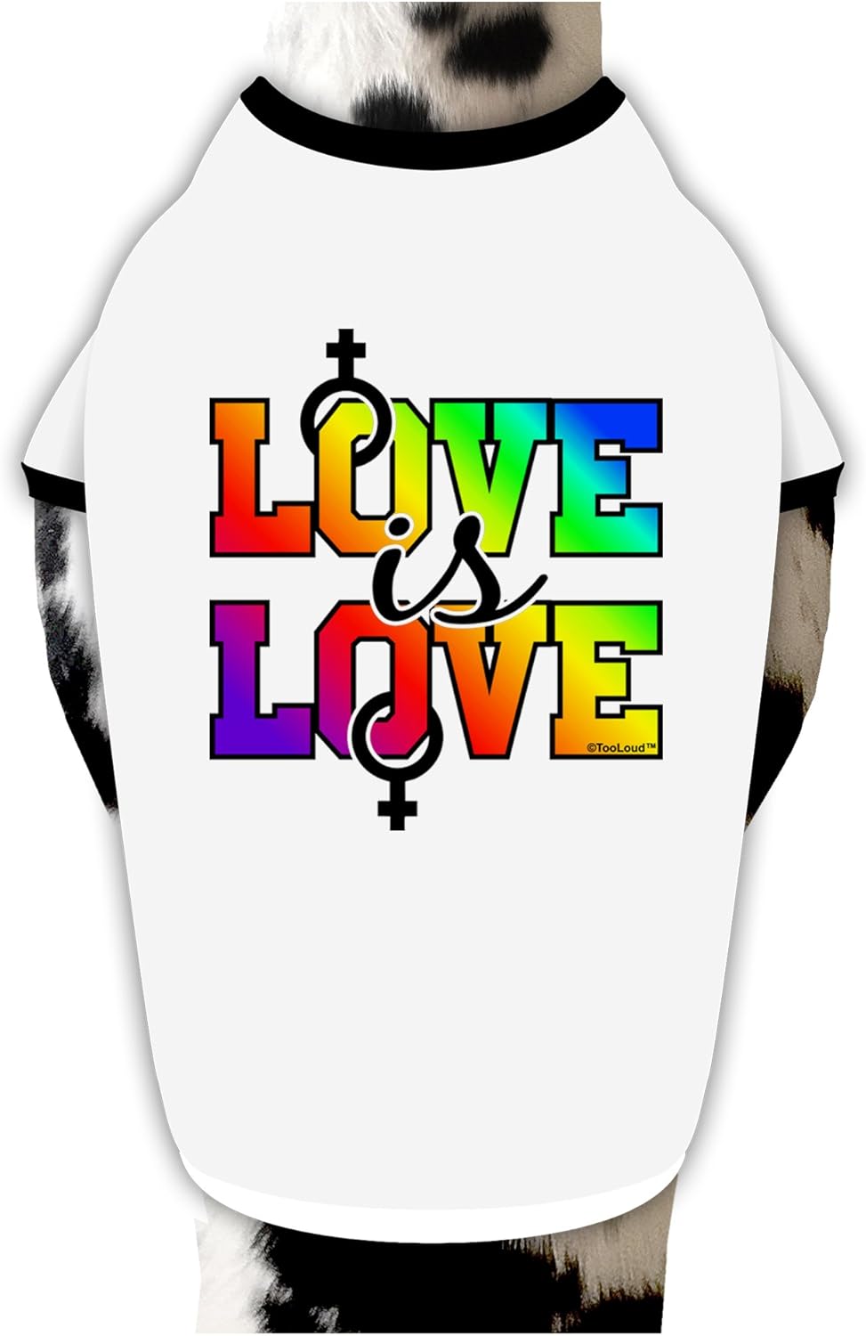 TOOLOUD Love is Love Lesbian Pride Cotton Dog Shirt White with Black XL