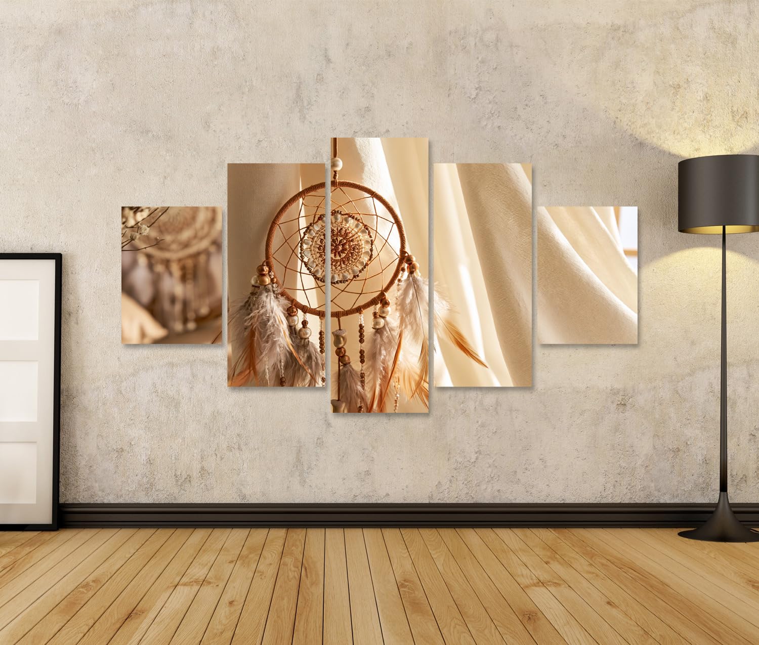 islandburner Bild auf Leinwand Mystischer Traumfänger Wandbild Schlafzimmer Deko für Träumer - 5-teilig - Edition Q1