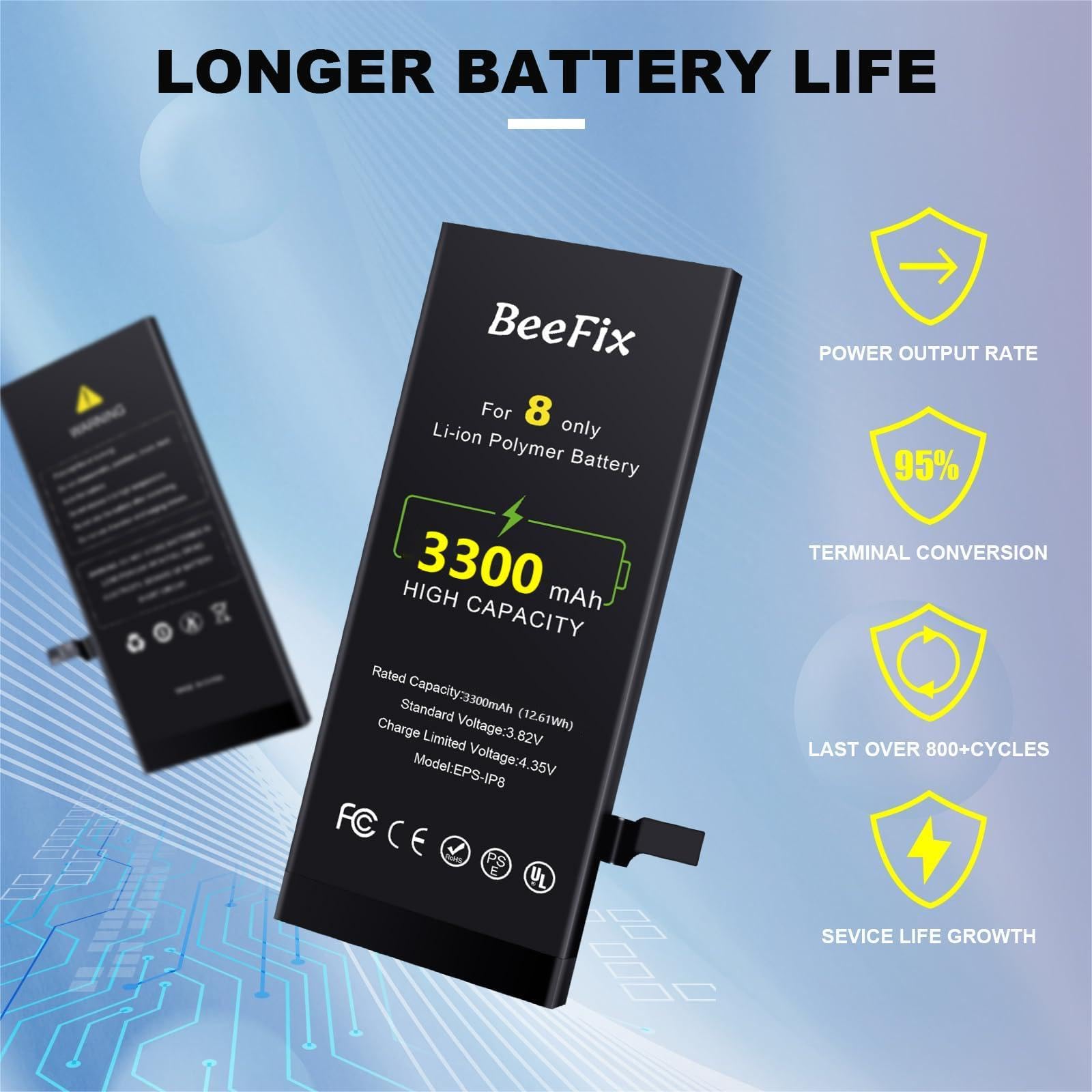 BeeFix For iPhone X Battery Replacement Kit High