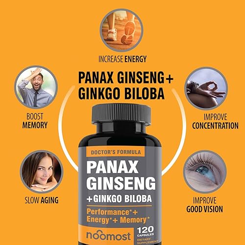 Miniatura 6 de NooMost Auténtico panax ginseng rojo coreano + Ashwagandha orgánica con ginkgo biloba y pimienta negra