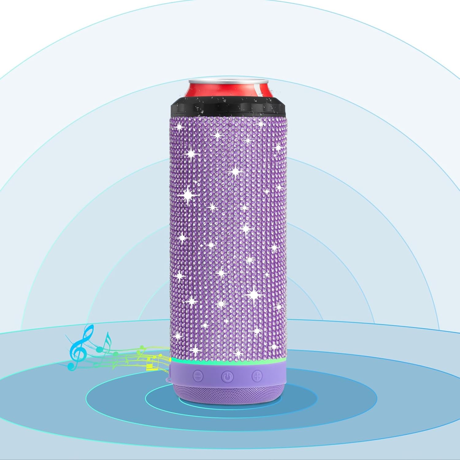 INSTOME Diamond Music Can Cooler,16oz Music Can Cooler-4-in-1 Insulated Speaker Cup for Skinny Drinks, Parties, Beach, Daily Use