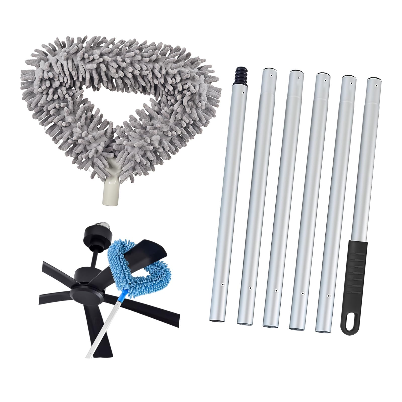 Detachable Removal Tool Featuring Telescopic Handle for Home Maintenance Ceiling Fan Cleaner
