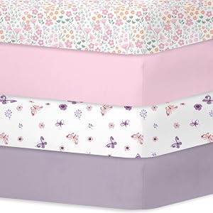 Little Grape Land Crib Sheets for Baby Boys Girls 4 Pack, Soft and Breathable Baby Crib Sheets 52"x28", Crib Mattress Sheet Neutral for Standard Crib and Toddler Bed Mattress (Tiny)