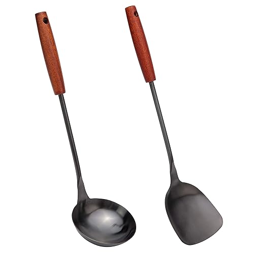 FJNATINH Spatula & Ladle Wok Tool Set, 14.2-15 inches Wok