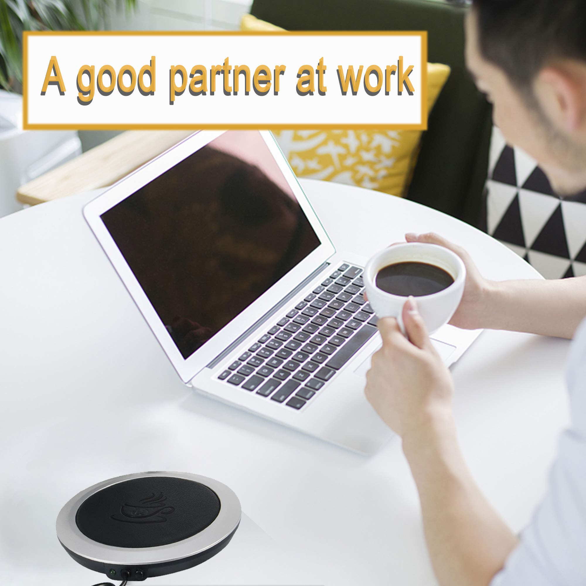 Scalda Tazza Caffe,Scalda Bevande USB Riscaldatore del Caffè in pelle PU per Uso Domestico Ufficio, Nero