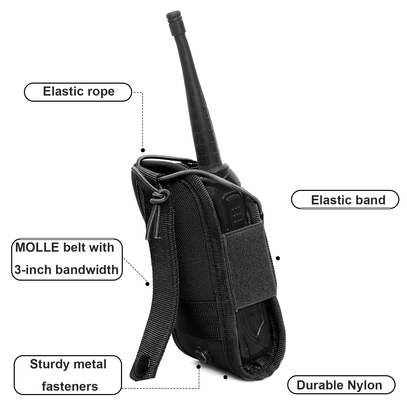 Tactique Titulaire Cas Étui Molle Pochette de Ceinture Nylon Étui de Radio Tactique Molle pour Gilet étui Universel réglable pour Talkie-walkie Sac pour Radio Portable ou Talkie-walkie
