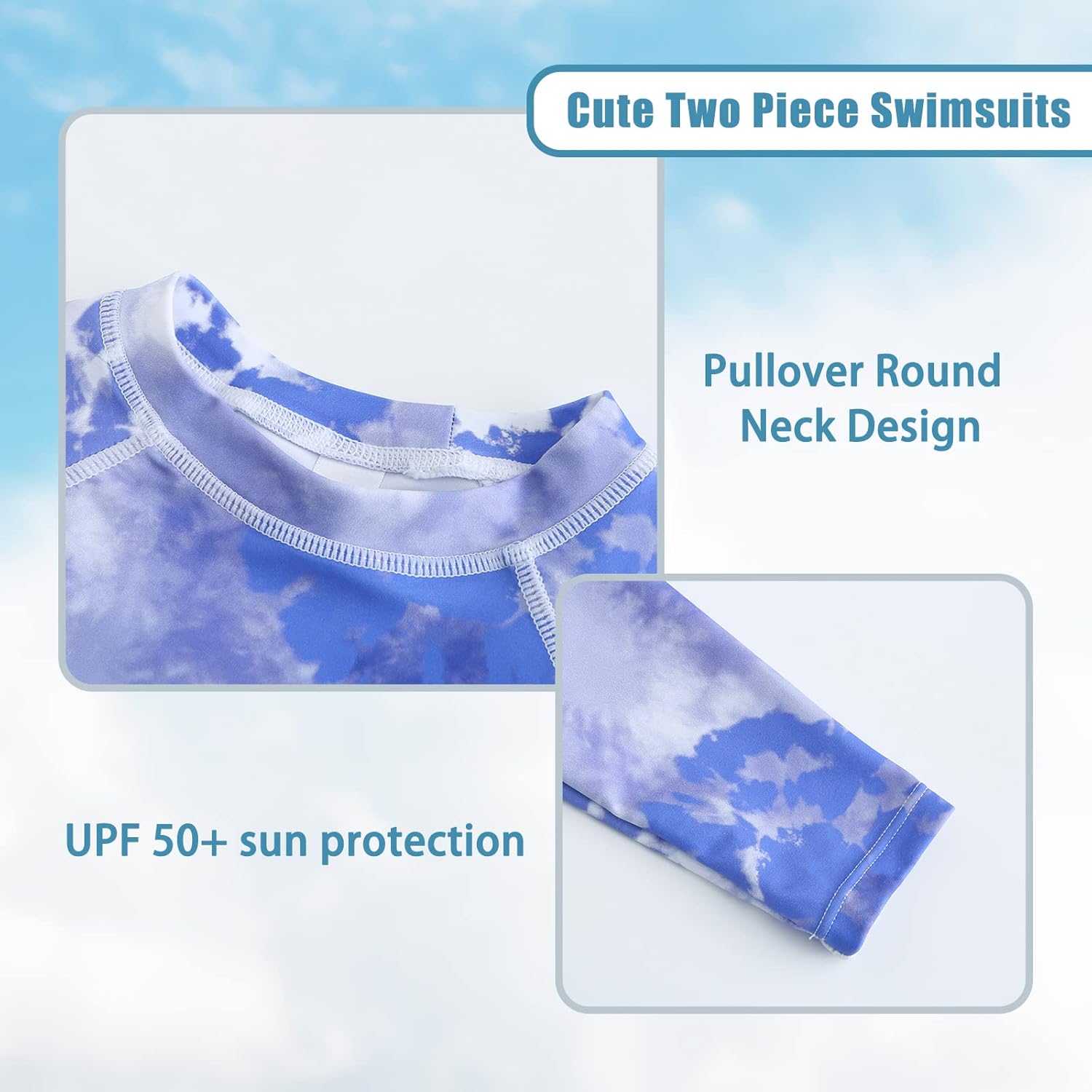 Girls Two Piece Rash Guard Swimsuits Set Long Sleeve Tie Dye Bathing Suit for Kids Hawaiian Swimwear Set 3-16 Years - Image 4