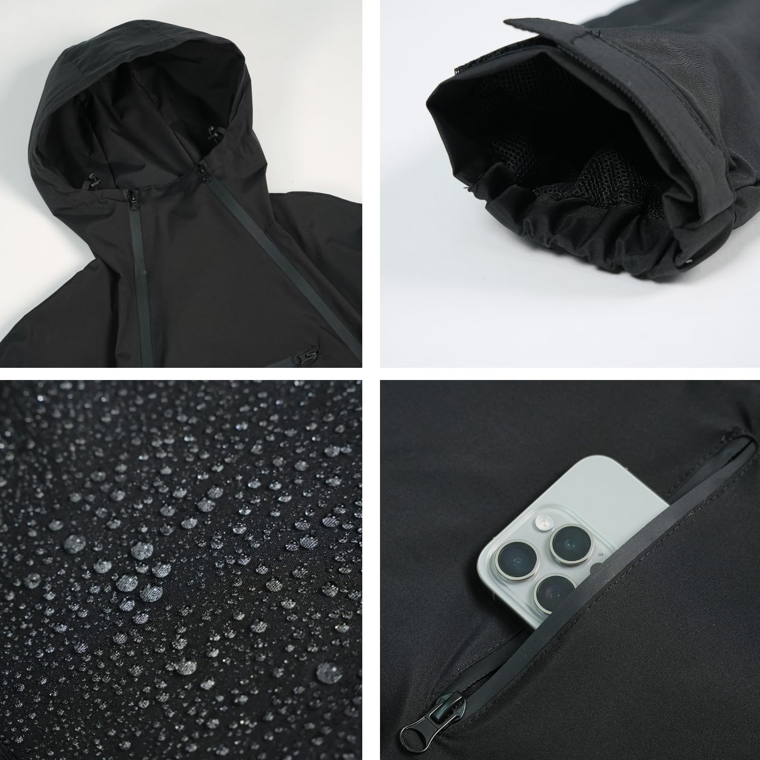 PUFFIT Regenjacken Damen Wasserabweisen Kapuzen Kurze Laufjacke Damen Atmungsaktiv Mit Zwei Reißverschlüssen