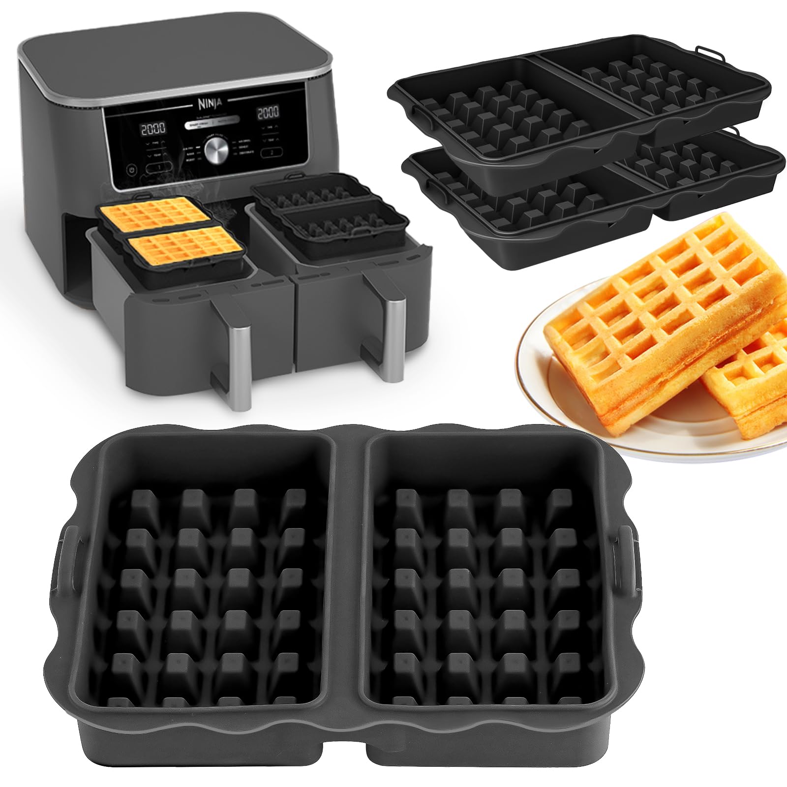 Ninja Waffeleisen Zubehör Für Heißluftfritteusen - 2er Set Silikonformen