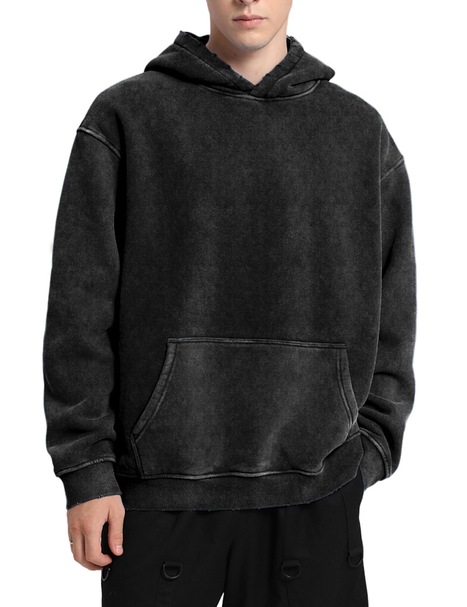 FAIABLE Felpa con cappuccio da uomo oversize in pile felpato con cappuccio retrò pesante felpa con cappuccio per uomo coppie invernali