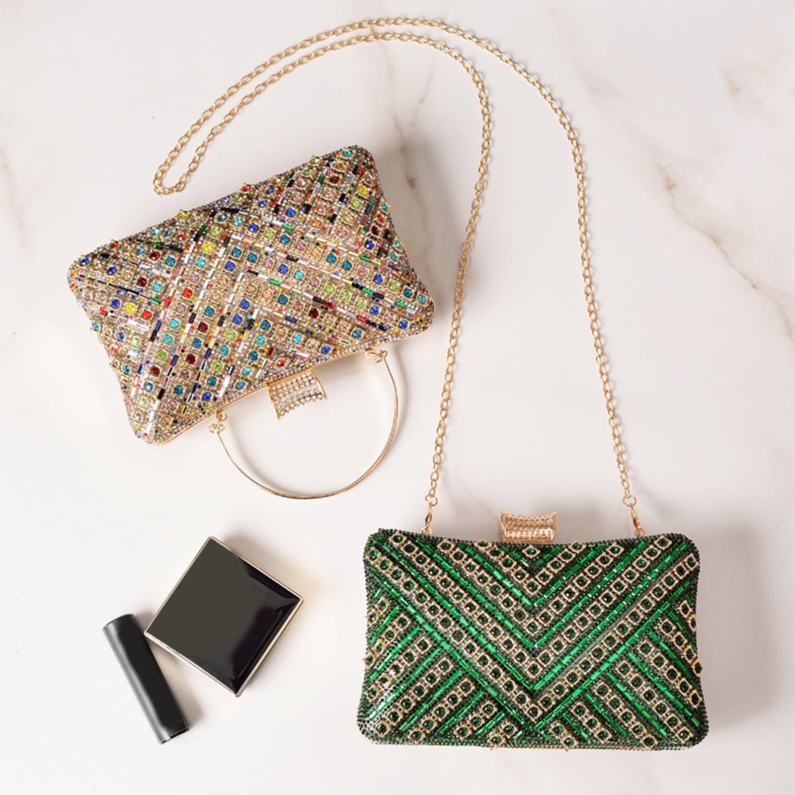 Bolso de Fiesta para Mujer Diamantes de Imitación Clutch Bolso de Boda Elegante Bolsa de Noche Formal Bolsos Bandolera Bolso de Hombro Pequeña para Fiesta de Graduación Boda Banquete Multicolor