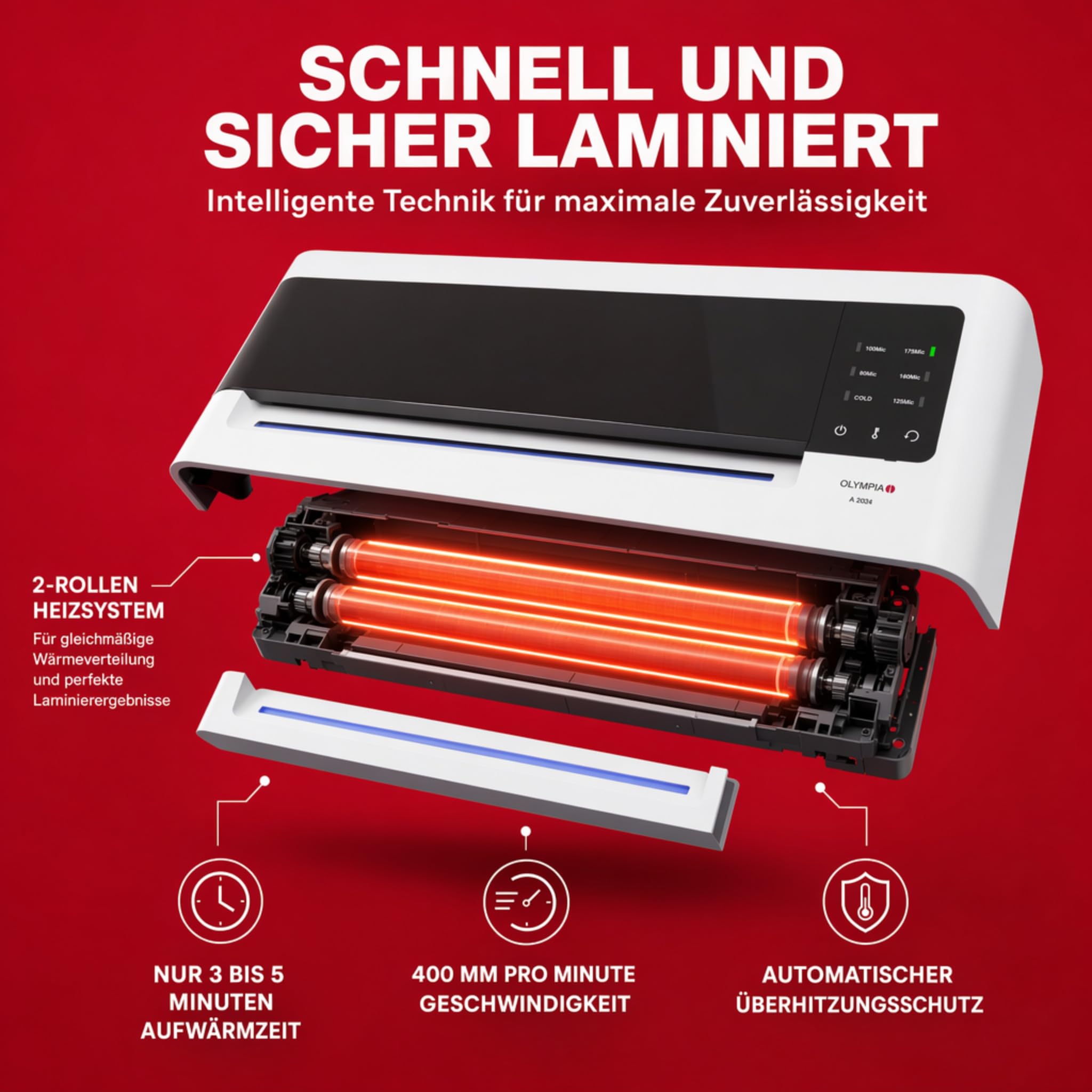Olympia A 2048, Laminiergerät für A4, 80-250 Micron, 3010