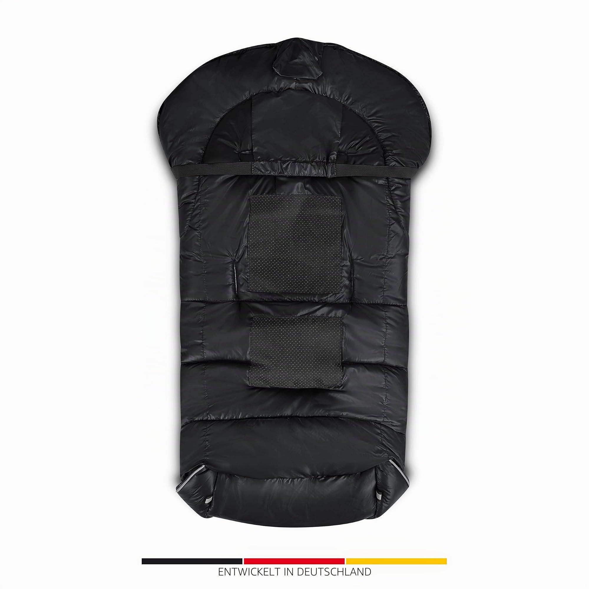 ABC Design Winterfußsack - gepolsterter Fußsack für kühlere Temperaturen - variable Anpassung an den Gurt des Kinderwagens (black)