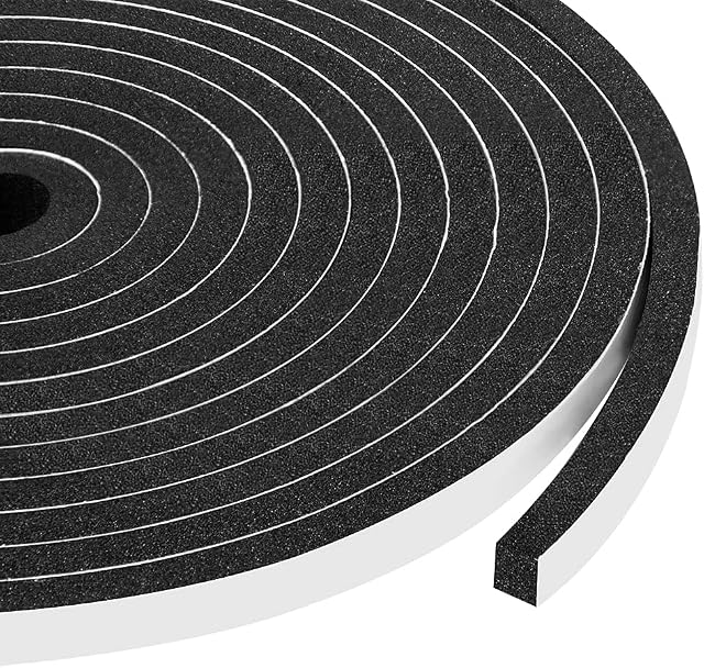 Yotache Foam Tape 2 Strips 6mm Wide X 6mm Thick, Weather Stripping for Doors and Window High Density Foam Seal Tape Sliding Door Weather Strip, Total 8m Long (2 X 4m Each)