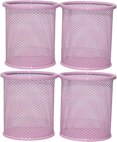 Miniatura 6 de Portalápices de malla para lápices, soporte de metal para lápices, portavasos para escritorio, oficina, organizador de bolígrafos, blanco, paquete