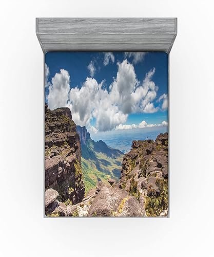 Miniatura 3 de Ambesonne Venezuela Fitted Sheet, View from The Plateau of Roraima on The Gran Sabana, Bed Cover with All-Round Elastic Deep Pocket for Comfort,