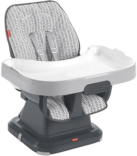 Fisher-Price -Silla alta Simple Clean SpaceSaver con estampado de piedras del Pacífico silla de comedor portátil de bebé a niño pequeño y asiento