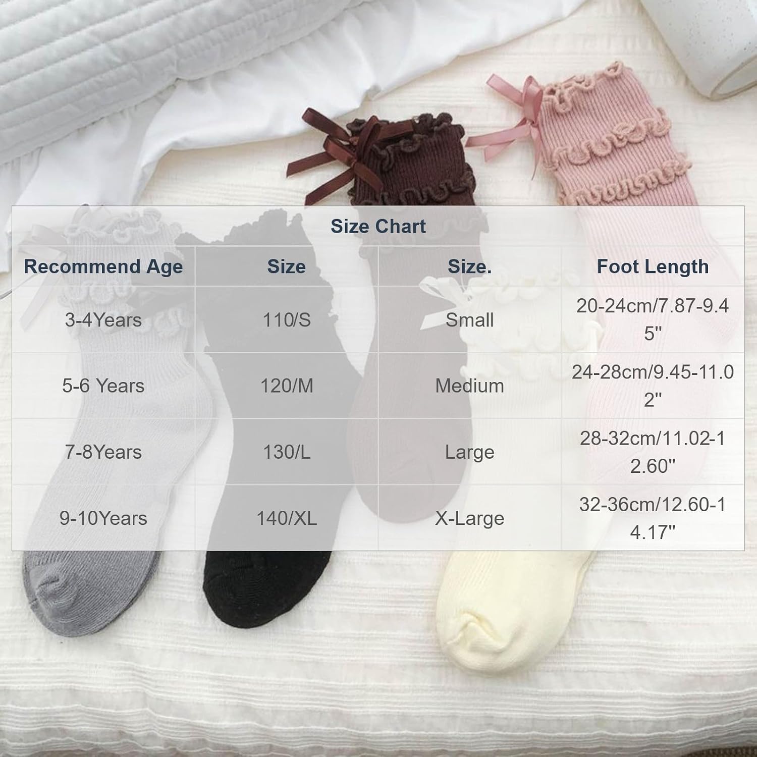 Girls Ruffle Ankle Socks Bow Ribbed Frilly Casual Crew Socks