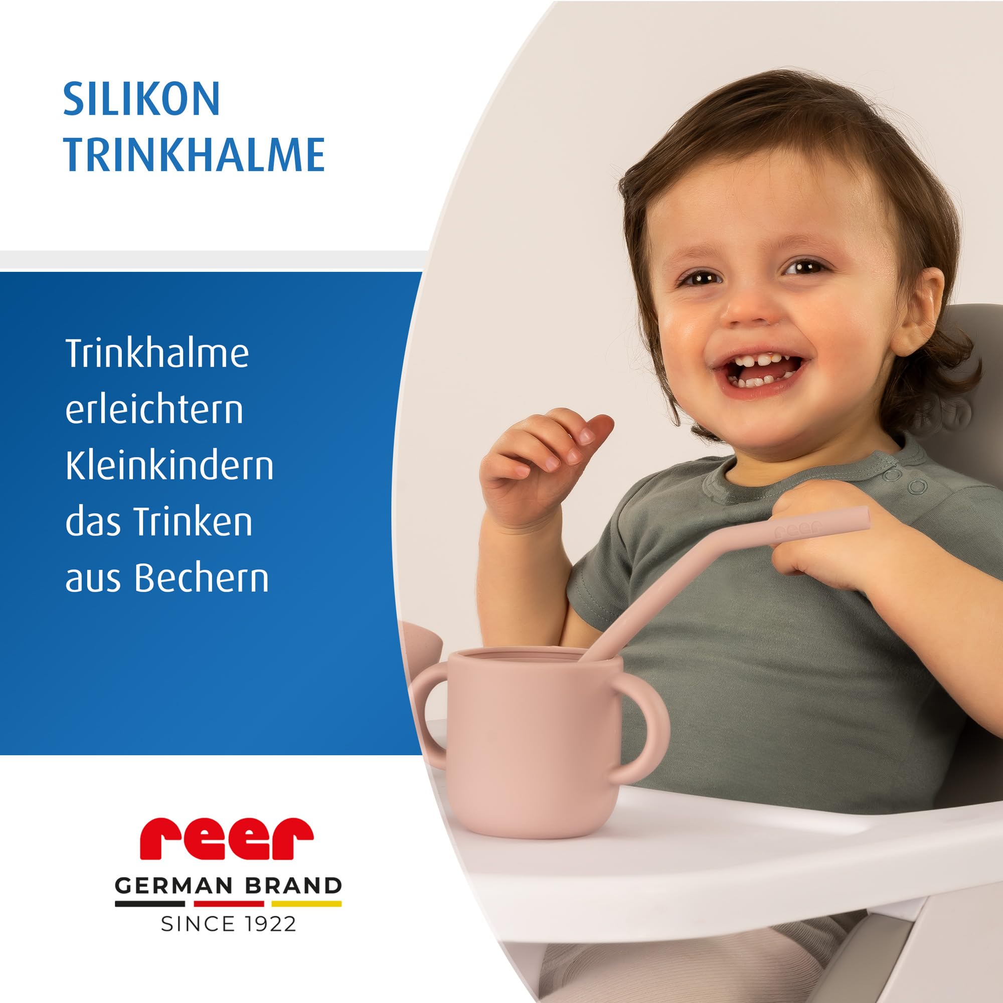 reer Silikonowe słomki dla małych dzieci i dzieci | od 24 miesięcy | zestaw 4 słomek w kolorowych kolorach | w zestawie praktyczna szczotka do czyszczenia
