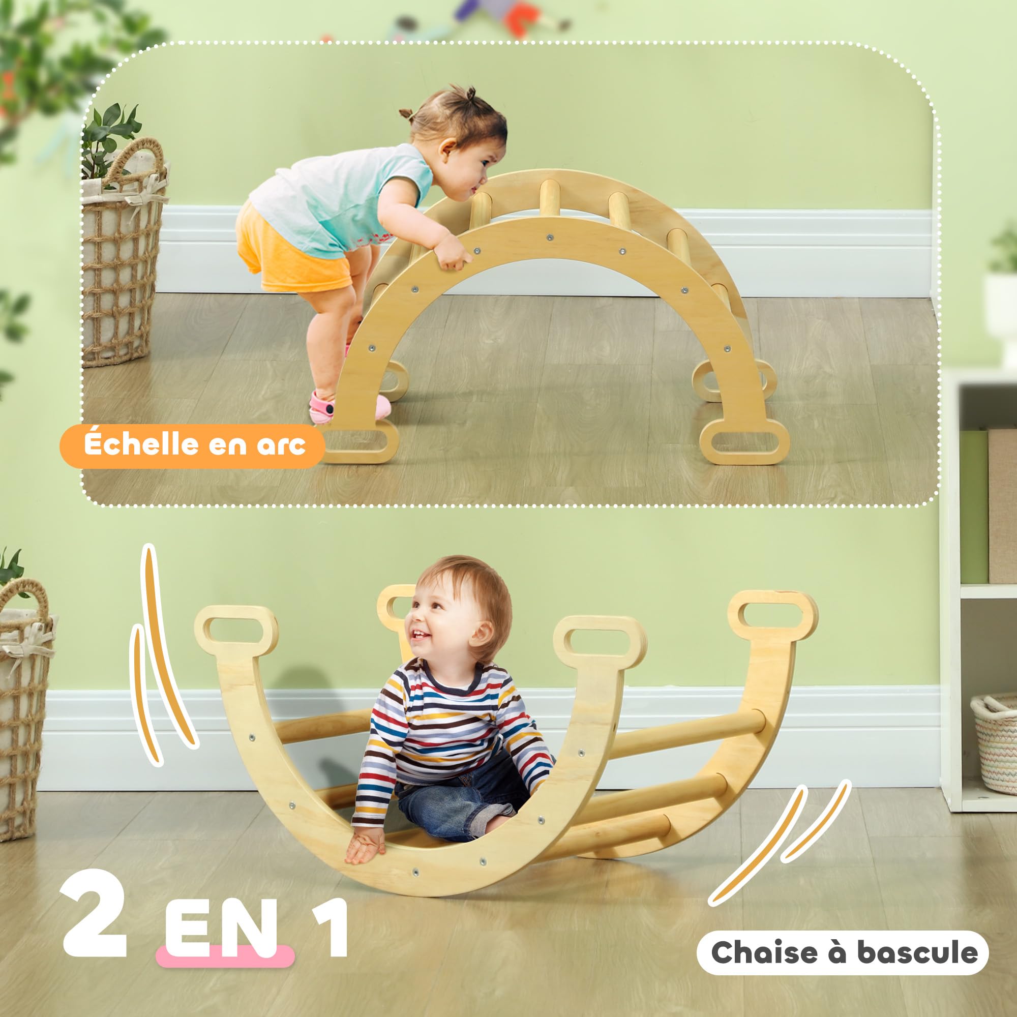 AIYAPLAY 2-in-1 klimboog voor kinderen, 18 tot 48 maanden