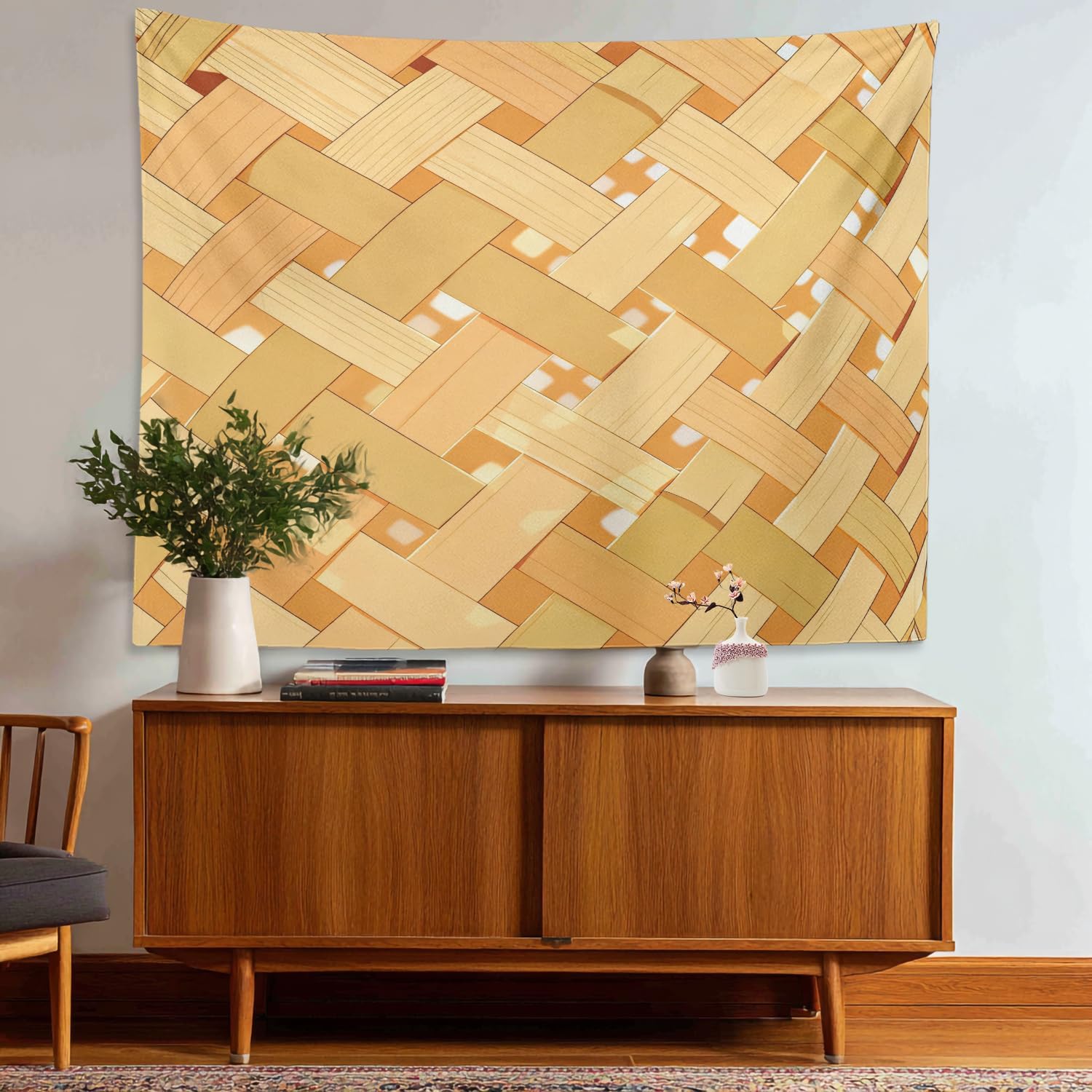 BaoNews Bamboo Wood Tapestry,Woven Bamboo Large Wall Hanging Polyester Tablecloths Tapestry Bedroom Room Living Room Dorm 59.1 x 82.7 Inches