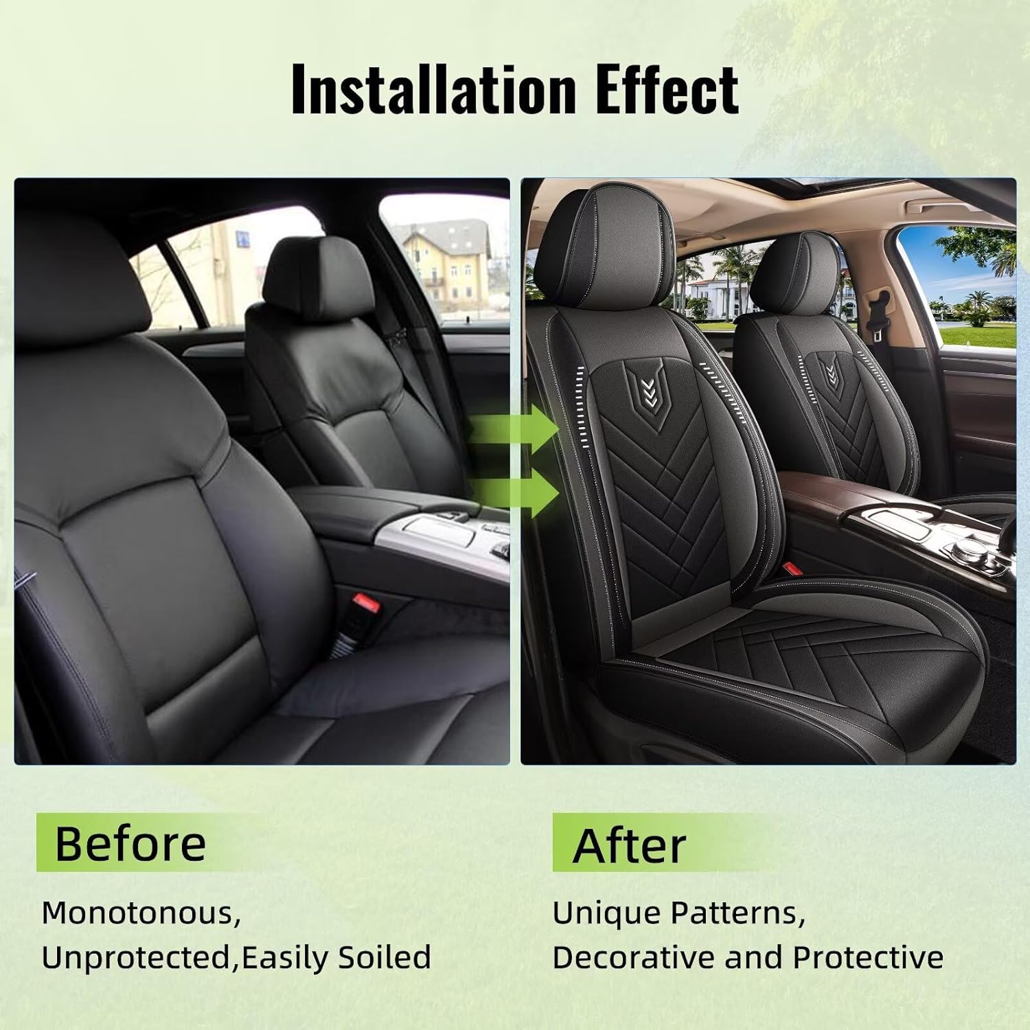 AOMSAZTO Car Seat Covers Fit for Subaru Crosstrek 2016-2025 2026 Premium Front Seat Covers Waterproof Leather Automotive Seat Covers Compatible with Airbag (2 Seats,Grey)