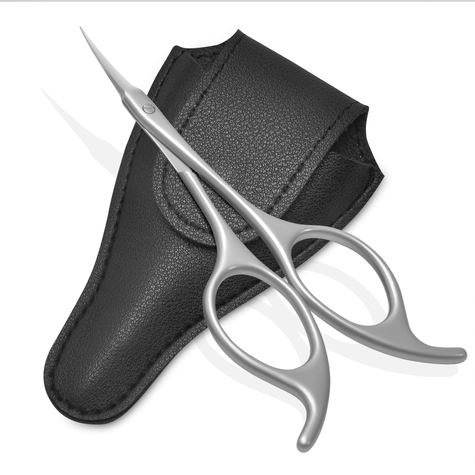 Diesisa Eyebrow Cuticle Scissors Curved Stainless Steel With Leather Case