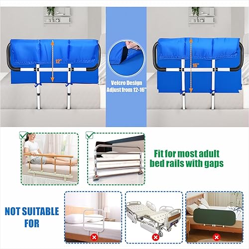Miniatura 5 de EDWERD Cojín acolchado para riel de cama para clínica y hogar – Almohadillas para parachoques de cabecera para adultos mayores, protector de caídas