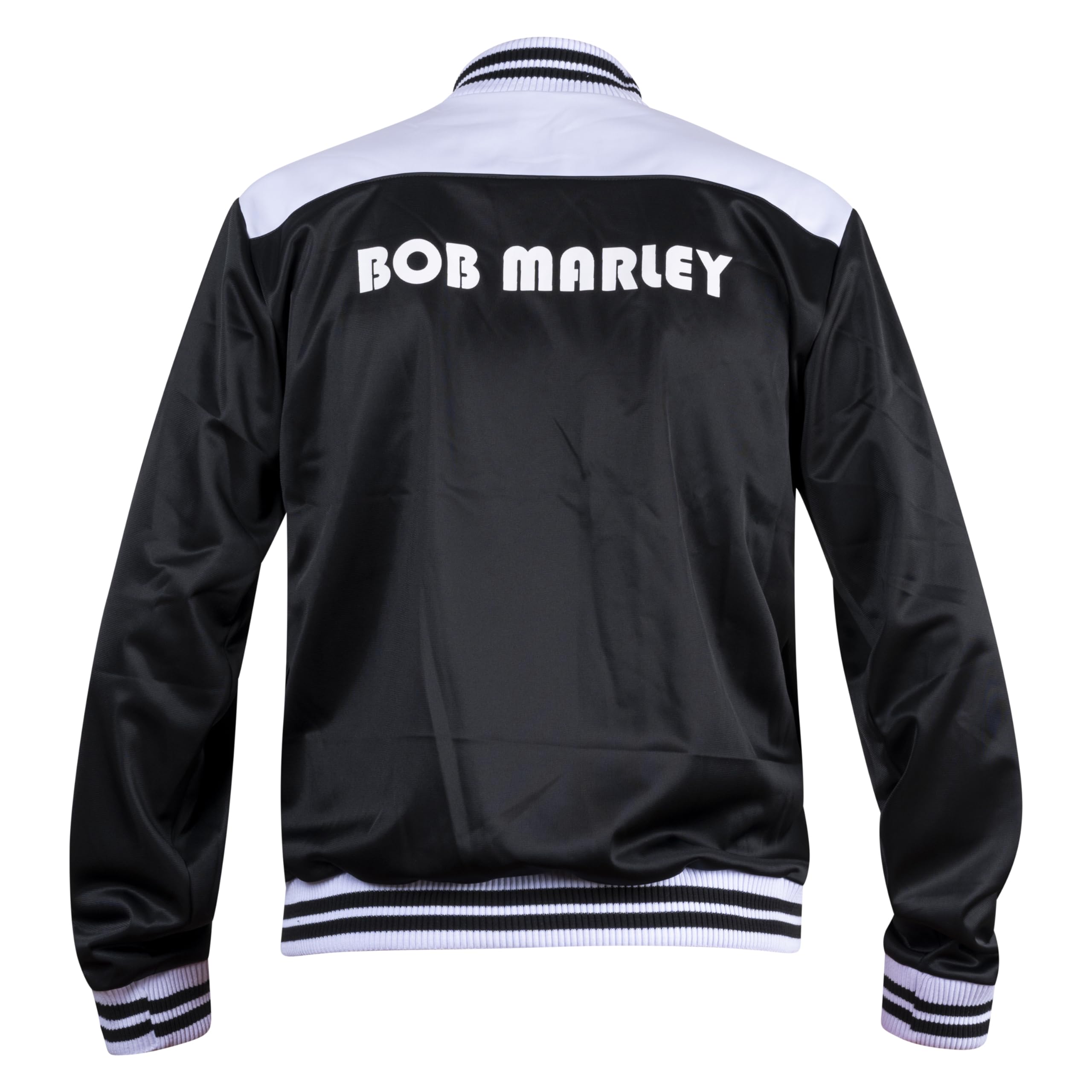 JL Sport Marley Tribute Giacca da Calcio Jamaica Reggae Polsini a Coste con Zip Nera