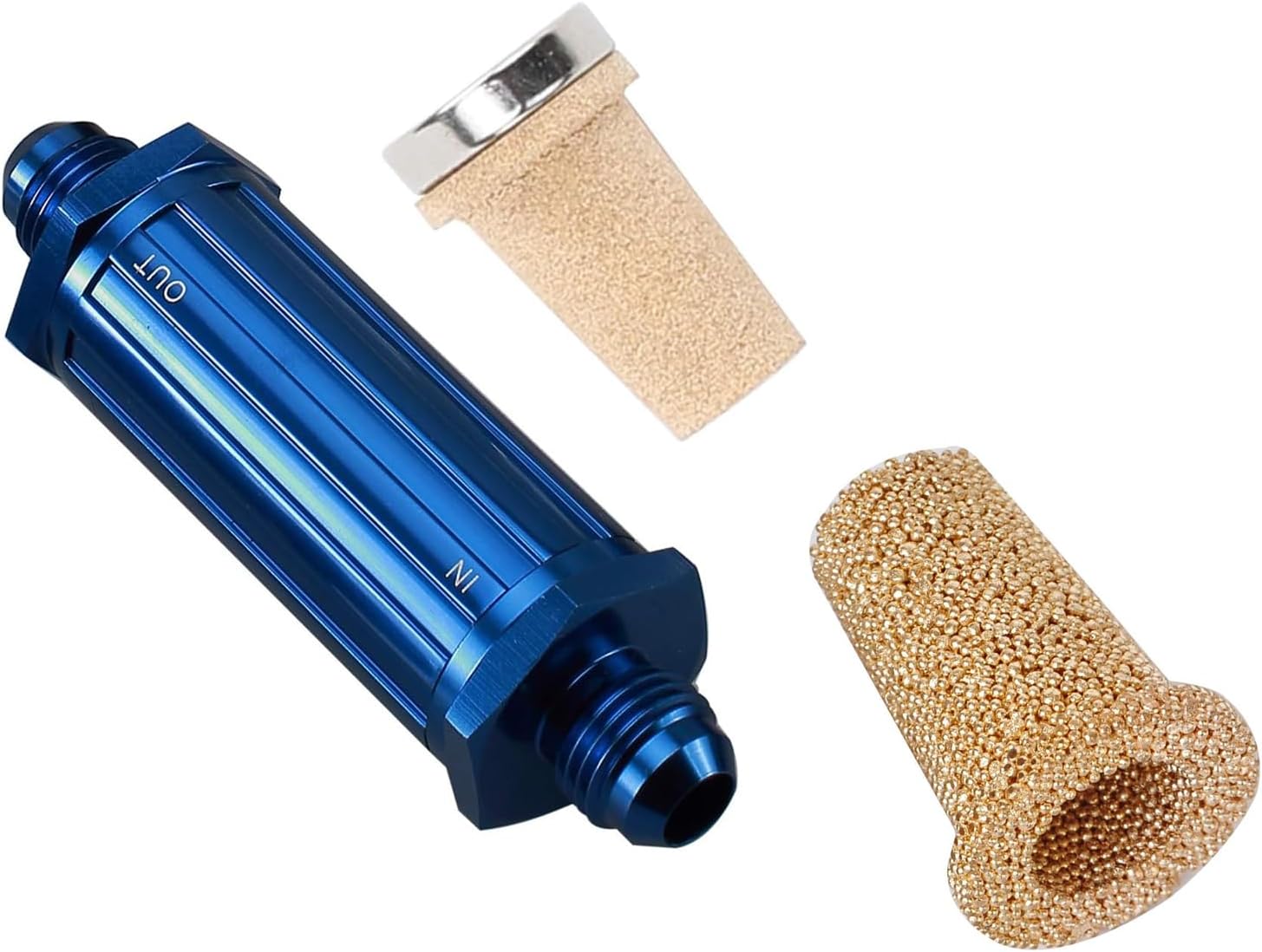 AC PERFORMANCE AN6 Billet Inlet Fuel Filter Element with 150 Micron Bronze Insert Element
