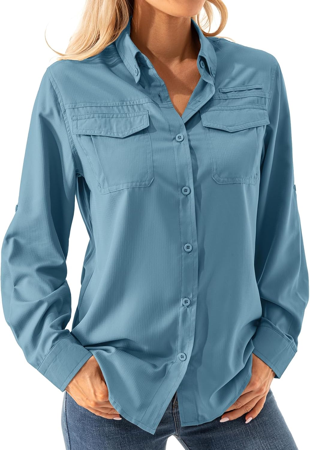 Women's UPF 50+ Long Sleeve UV Shirts Sun Protection Outdoor Cool Quick Dry Fishing Hiking Safari Travel Gardening Shirts