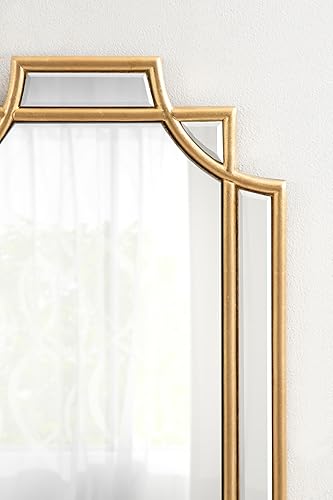 Miniatura 5 de Kate and Laurel Minuette Modern Glam - Espejo de pared con acento festoneado, 11 x 21 pulgadas, dorado, pequeño espejo festoneado decorativo para