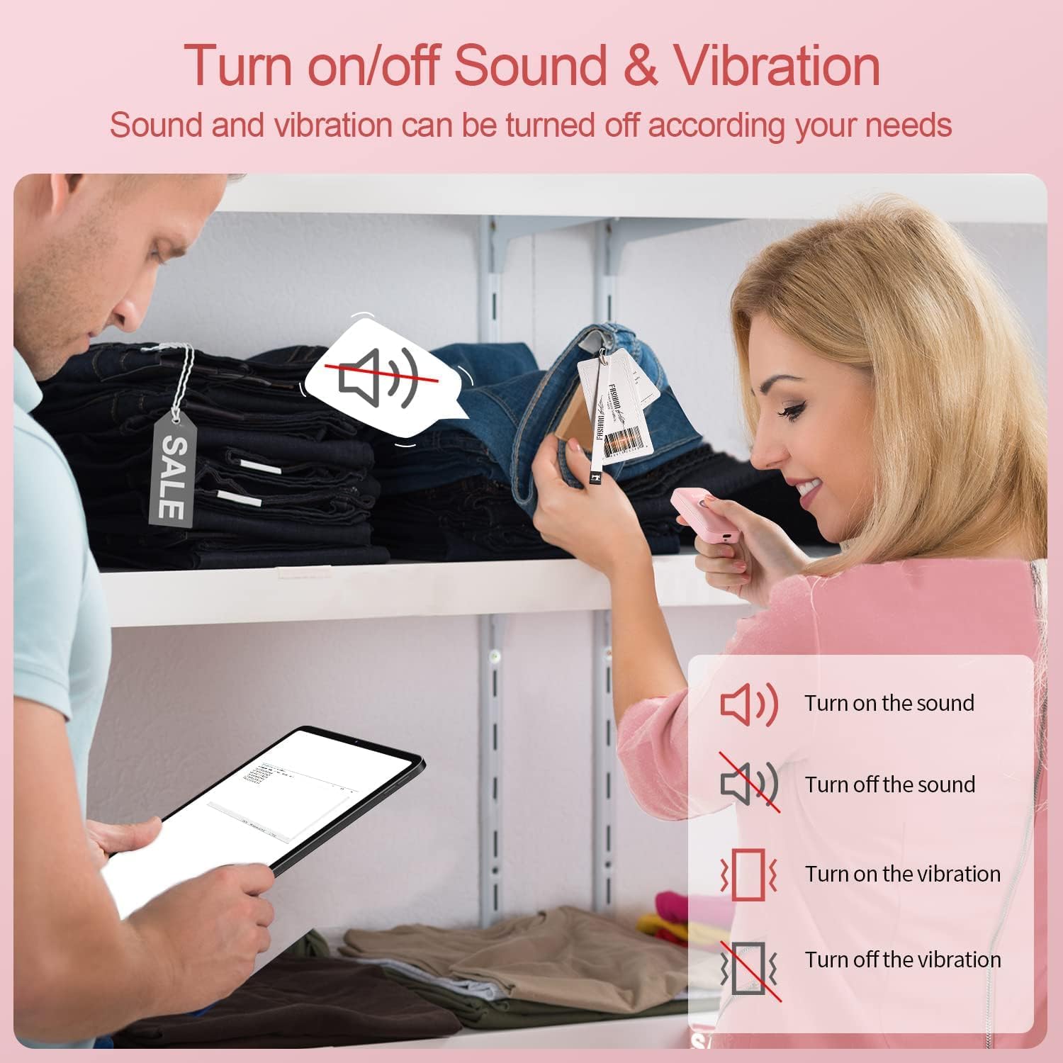 Eyoyo1D Mini Bluetooth Barcode Scanner, 3-in-1 Bluetooth & USB Wired & 2.4G Wireless Barcode Reader Portable Bar Code Scanning Work with Computers, Android, iOS, Tablets or Windows(Pink)