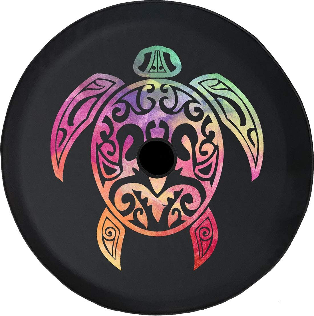 JL Tire Cover with Camera Hole Watercolor Sea Turtle Universal Fit for Size JL 32 Inch Black