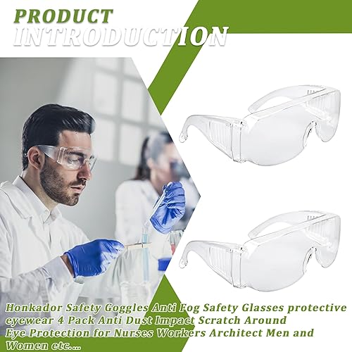 Miniatura 2 de Gafas de seguridad antiniebla, paquete de 4, antipolvo, impactos, resistentes a los arañazos, a prueba de salpicaduras, protección ocular envolvente