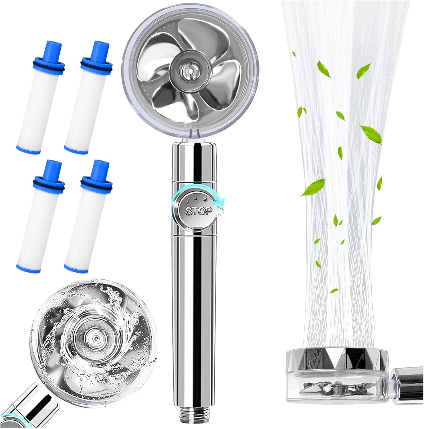 Propeller Shower Head,Turbo Fan Shower Head,Propeller Driven Handheld