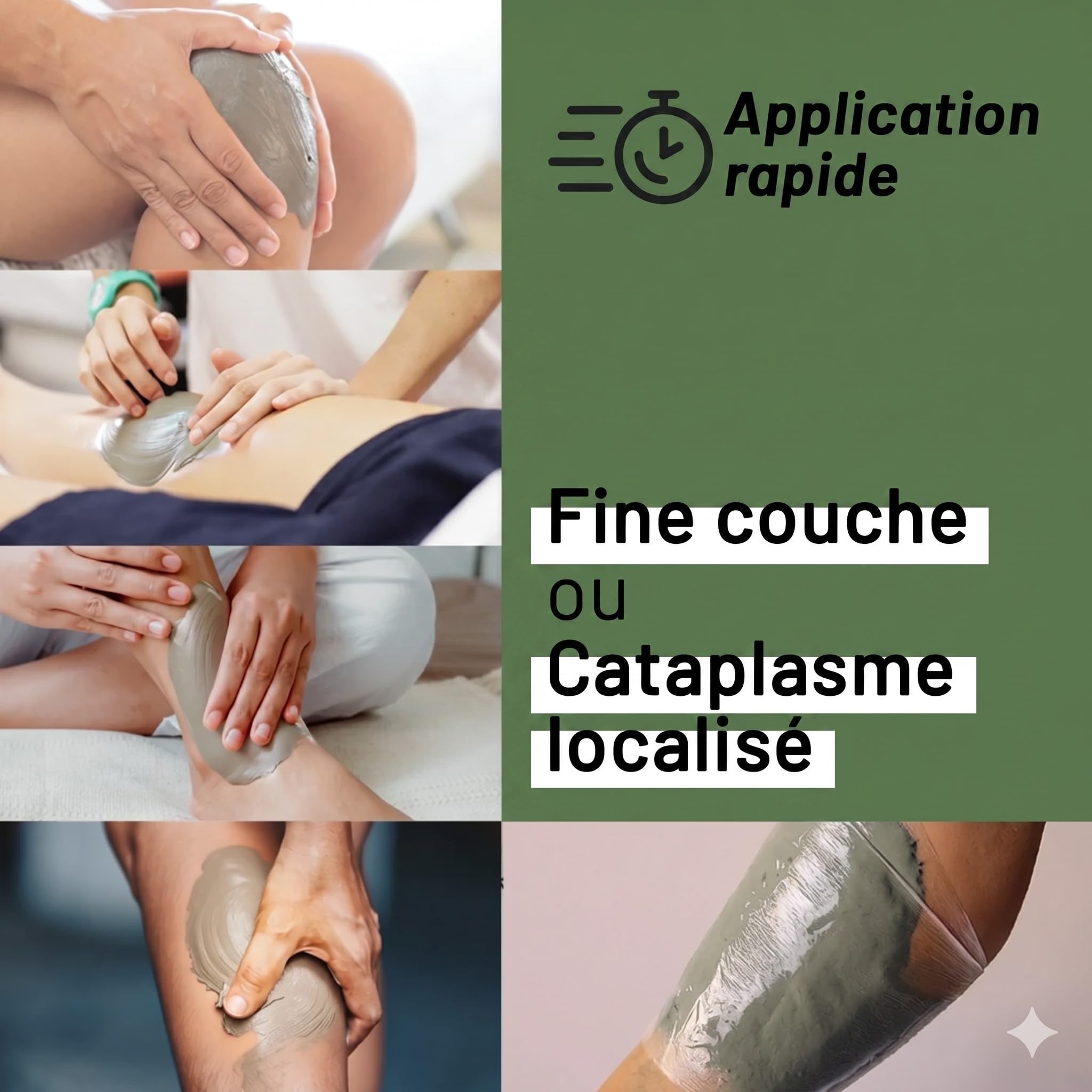 Cataplasme Cryo AGYflex ARGILE VERTE - Bien-être des muscles et articulations - Prêt à l’emploi - Vigne rouge, Arnica, Menthol - 250 g - Fabriqué en France