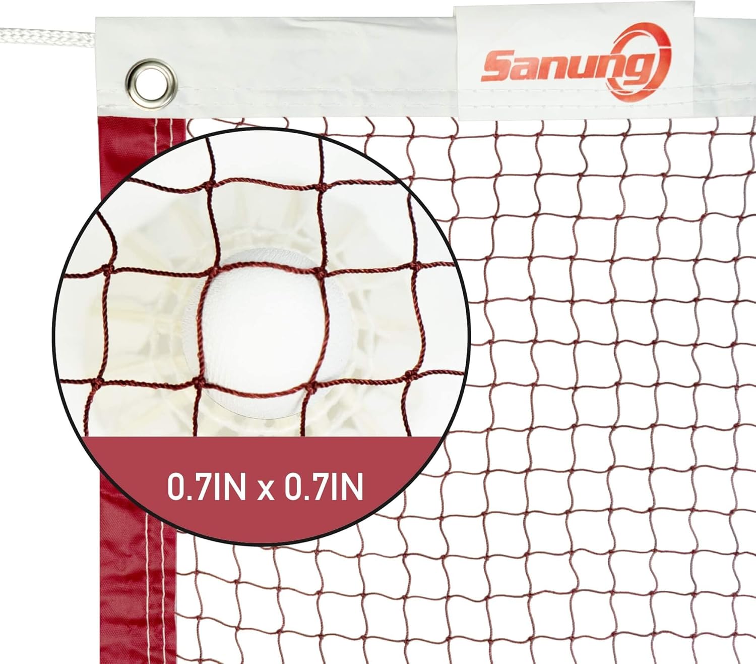 Sanung Portable Badminton Net, Standard Size Indoor Outdoor Polyester Badminton Net Replacement for Backyard Beach Garden, All Weather-Proof and Wear-Resistant, 20FT x 2.5FT
