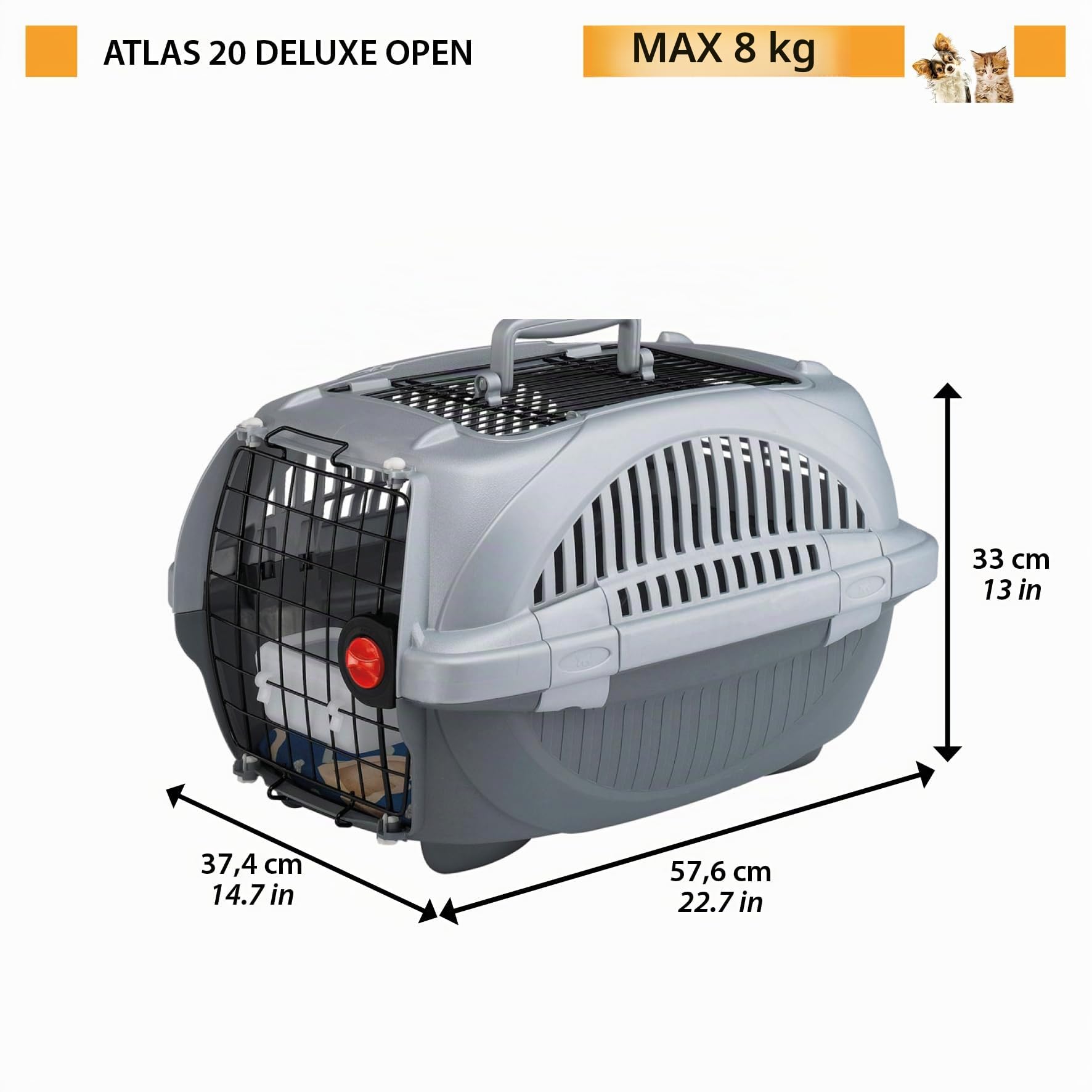 Porte-chiens chats voyage toit ouvrant Ferplast ATLAS DELUXE OPEN