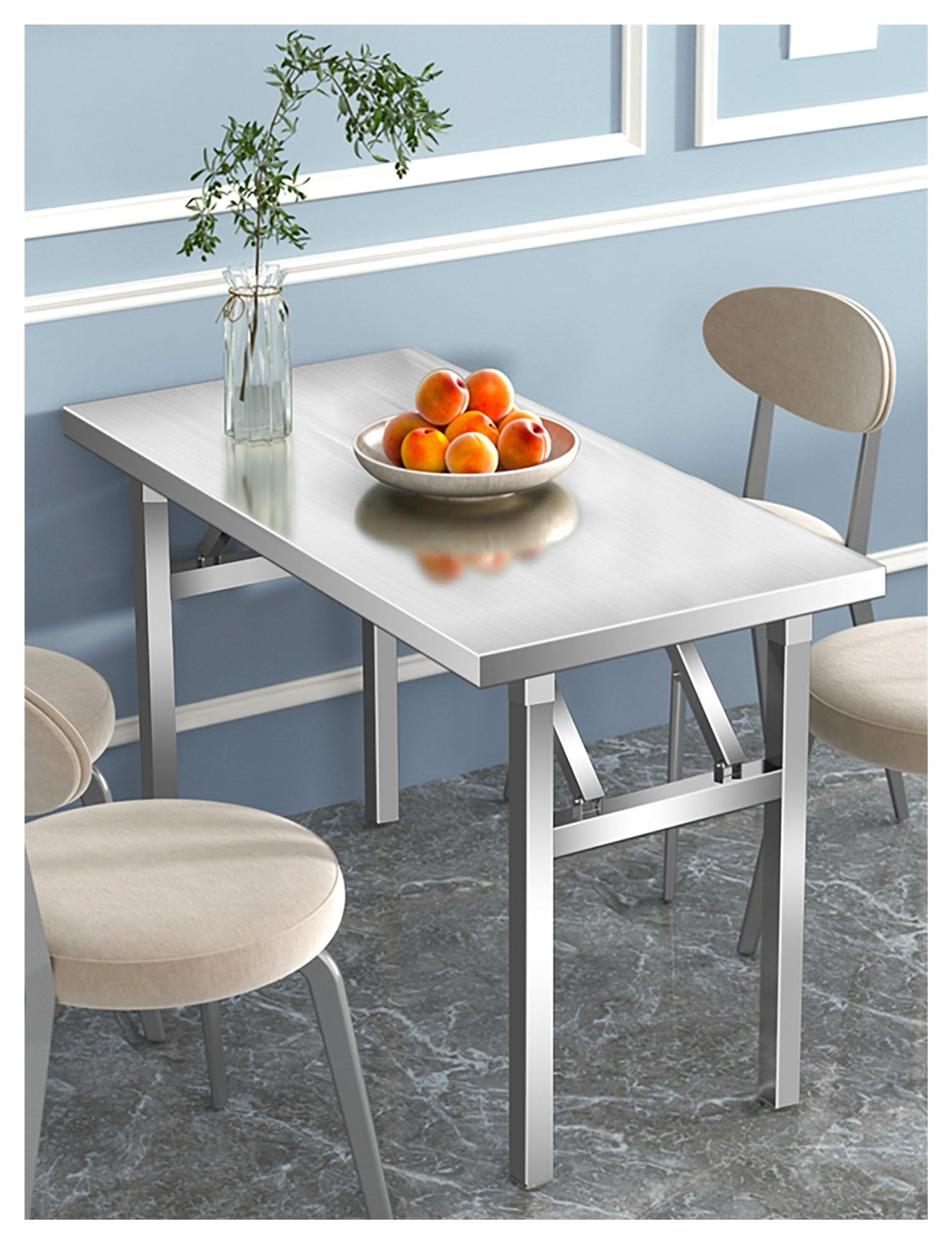 Table pliante en acier inoxydable, table de travail portable robuste pour utilitaire, cuisine commerciale, préparation de restaurant, garage