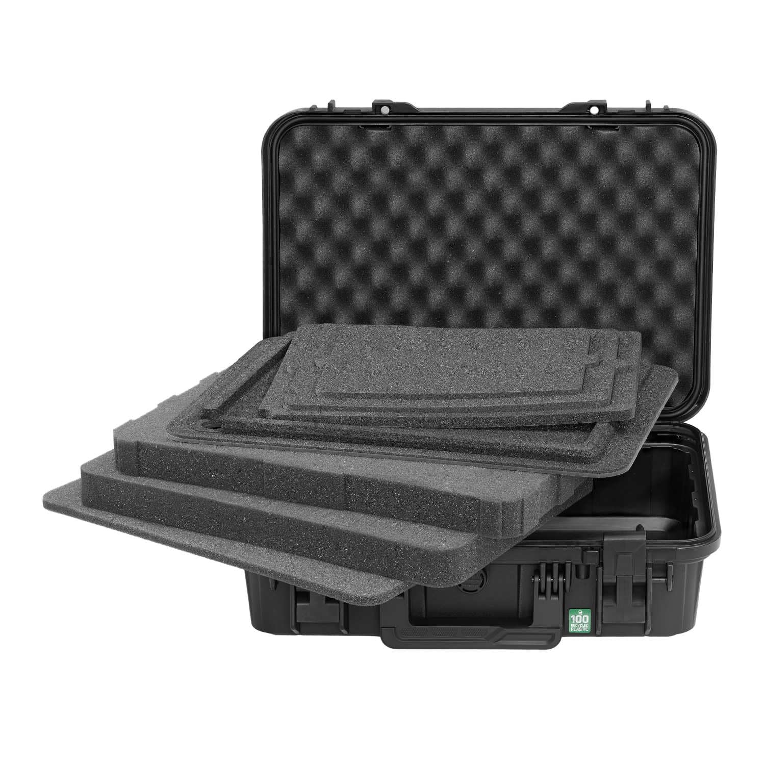 TOMcase custodia per tablet, notebook/laptop e accessori, custodia rigida ECO impermeabile con schiuma a griglia/cubo e supporto per laptop 3in1 per 11", 13" e 15"