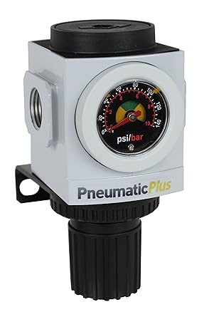 PneumaticPlus PPR Series Compressed Air Pressure Regulator - Embedded Gauge & Bracket Included 1/2" NPT