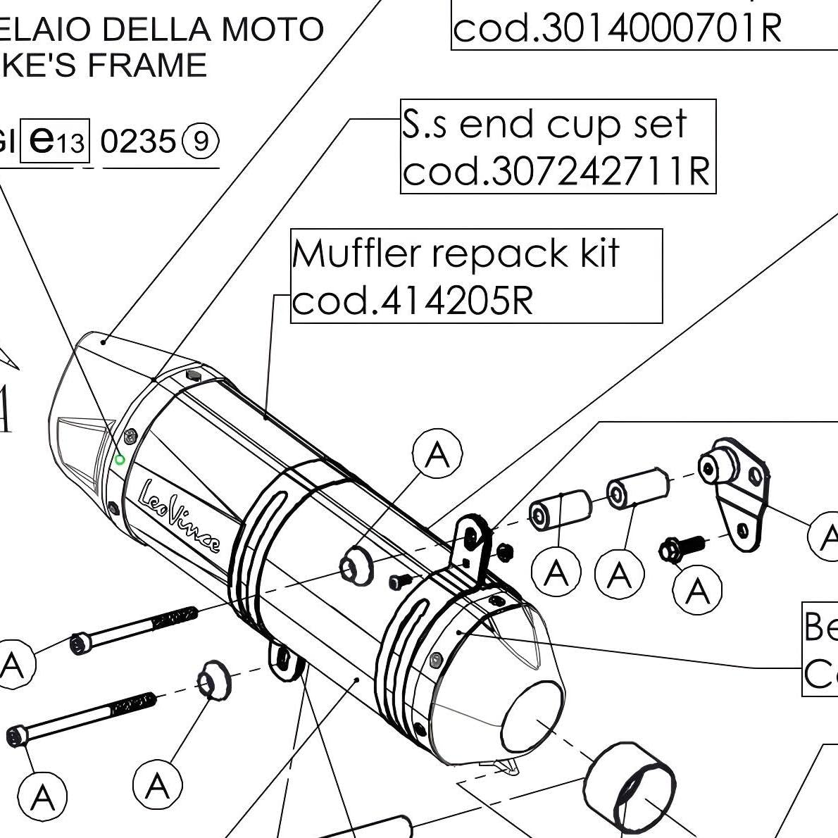 Set di ricambi DB Killer, silenziatore di scarico LeoVince S57