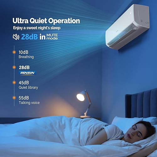 Miniatura 10 de ROVSUN Sistema de calefacción mini split de 18,000 BTU habilitado para Wifi con inversor, 19 SEER 230 V de ahorro de energía sin conductos, sistema
