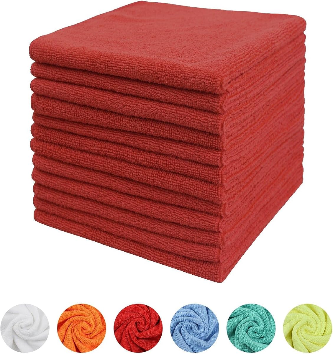 Microfiber Cleaning Cloth, 16in*16in, 12 Pack Ultra-Thick Cleaning Rags, Super Absorbent, Lint Free & Streak Free Cleaning Towels for Car, House, Kitchen, Office