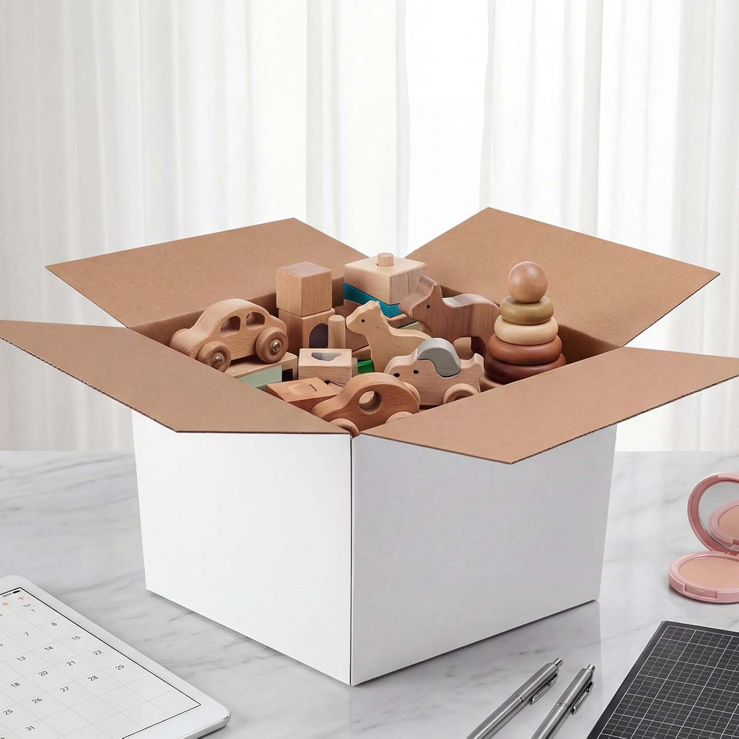 25 Pack Shipping Boxes 8X8X6, White Corrugated Cardboard Mailing Box for Mailing Business Packaging Storage Crafts Gifts