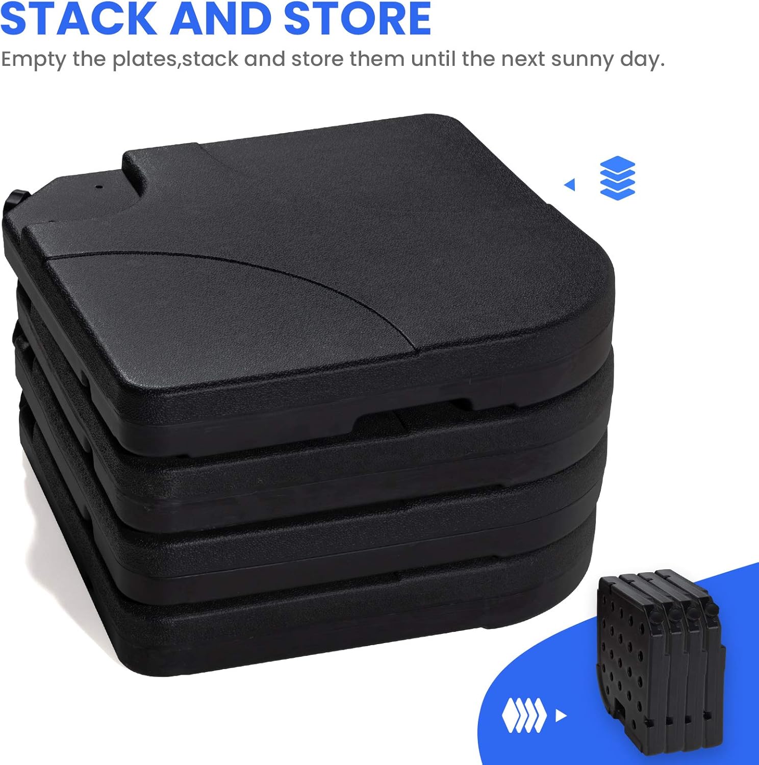 JEAREY 4-Pieces Heavy-Duty Umbrella Base Stand Cantilever Offset Patio Umbrella Stand Square Base Plate with Locking Black for Water or Sand (Black) : Patio, Lawn & Garden