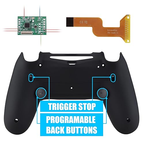 eXtremeRate Black Dawn 2.0 FlashShot Trigger Stop Remap Kit for PS4 CUH-ZCT2 Controller, Upgrade Board & Redesigned Back Shell & Back Buttons & Trigger Lock for ps4 Controller JDM 040/050/055