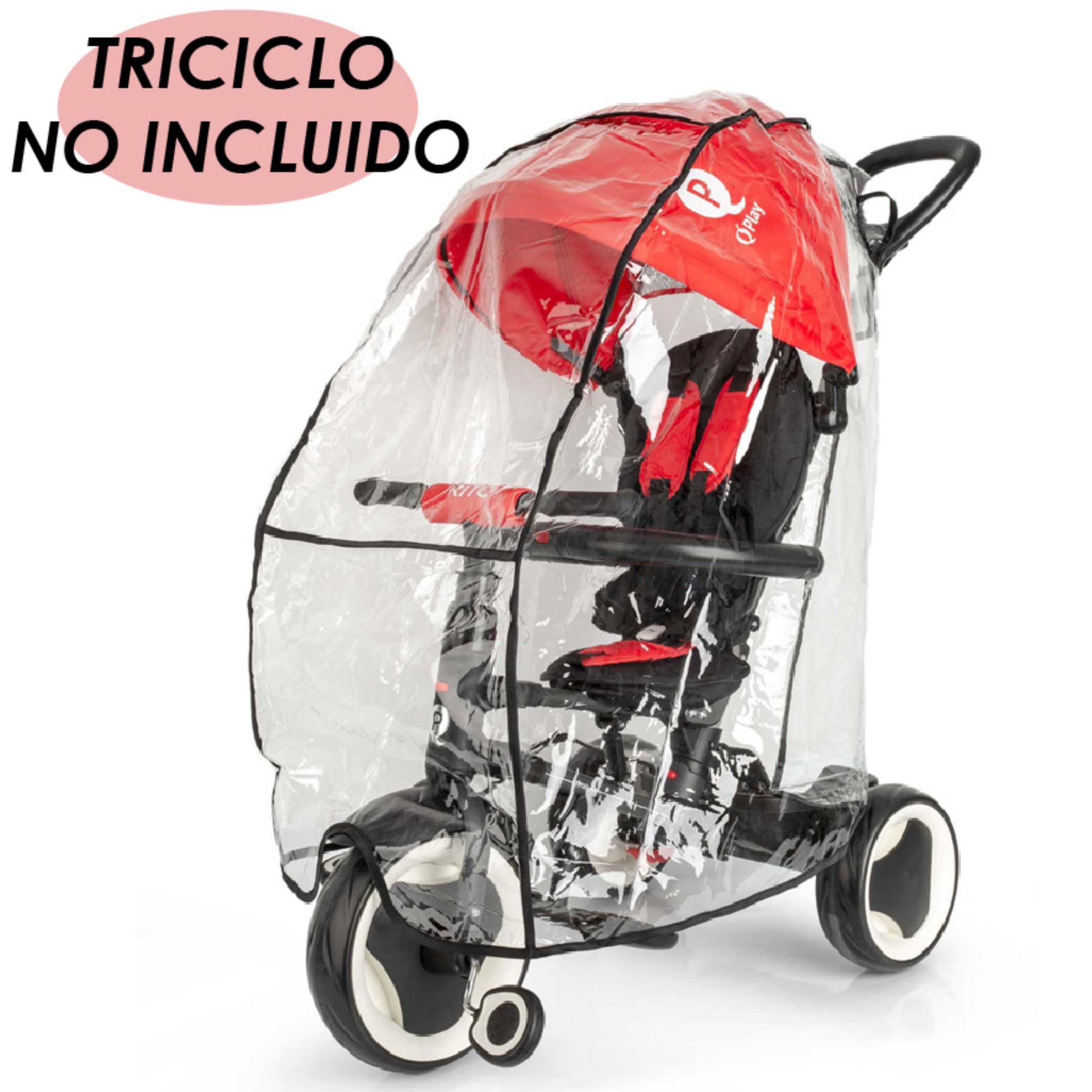 QPlay Parapioggia passeggino universale in plastica per pioggia, sedia da passeggio, universale, bolla | plastica trasparente senza sostanze nocive | ideale per passeggiate con cattivo tempo